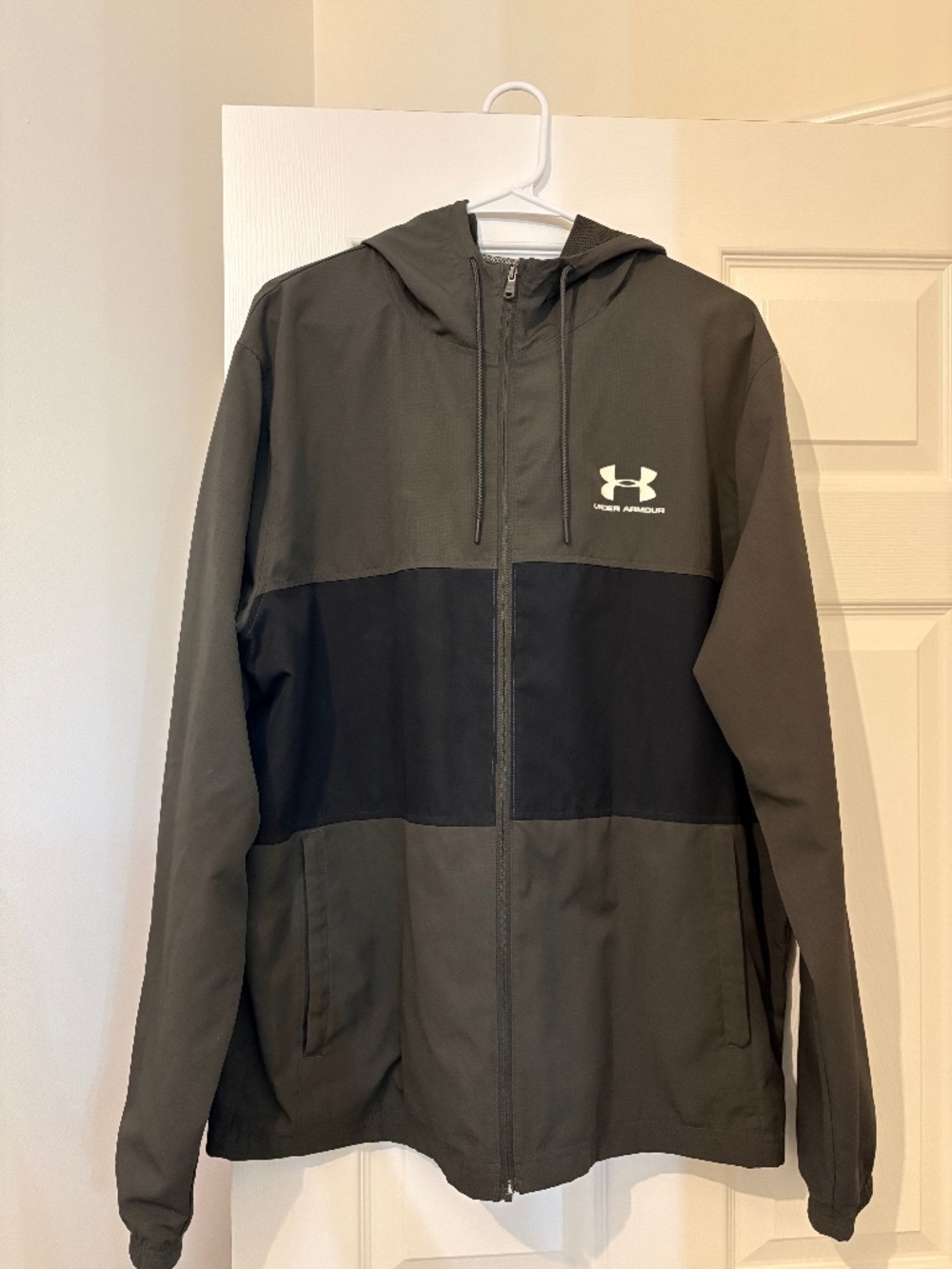Olive UnderArmor Hooded Windbreaker with Mesh Lining